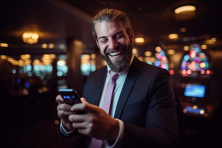 Pengguna membaca halaman mobile dengan tenang